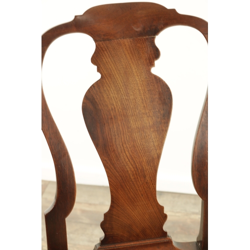 1381 - A GOOD GEORGE II WALNUT SIDE CHAIR with a shaped back having vase shaped back splat, drop-in tapestr... 