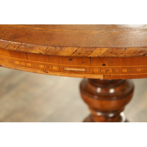 1388 - A LATE 19TH CENTURY ITALIAN SORENTO INLAID CENTRE TABLE with parquetry inlaid top above a ring turne... 