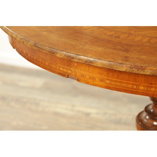 1388 - A LATE 19TH CENTURY ITALIAN SORENTO INLAID CENTRE TABLE with parquetry inlaid top above a ring turne... 