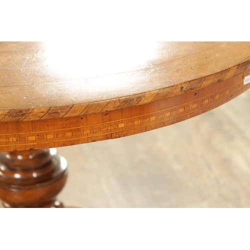 1388 - A LATE 19TH CENTURY ITALIAN SORENTO INLAID CENTRE TABLE with parquetry inlaid top above a ring turne... 