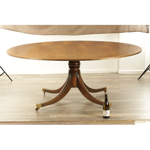 1394 - A LARGE SIX FOOT GEORGE III-STYLE TWELVE SEATER FIGURED ROSEWOOD CIRCULAR DINING TABLE with cross-ba... 