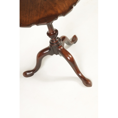 1396 - AN 18TH CENTURY MAHOGANY TRIPOD TABLE in the Chippendale style with pie crust moulded top, on a twis... 