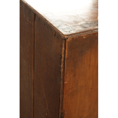 1399 - A GEORGE I FIGURED WALNUT BACHELORS CHEST with quarter veneered cross-banded caddy top above a brush... 