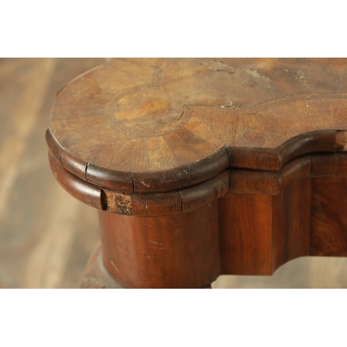 1402 - A QUEEN ANNE STYLE HERRING-BANDED WALNUT CARD TABLE with cross-banded hinged top revealing a baize i... 