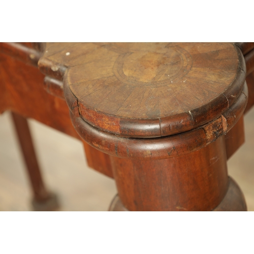 1402 - A QUEEN ANNE STYLE HERRING-BANDED WALNUT CARD TABLE with cross-banded hinged top revealing a baize i... 