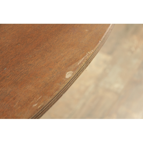 1403 - A GEORGE III MAHOGANY OVAL TILT TOP BREAKFAST TABLE with one piece top raised on a gun barrel stem w... 