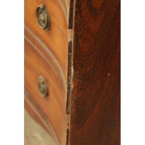 1405 - A GOOD HEPPLEWHITE DESIGN GEORGE III SERPENTINE FIGURED MAHOGANY CHEST OF DRAWERS with cross-banded ... 