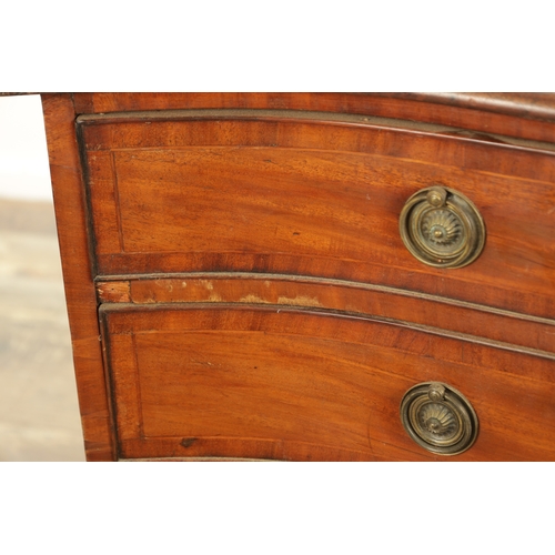 1405 - A GOOD HEPPLEWHITE DESIGN GEORGE III SERPENTINE FIGURED MAHOGANY CHEST OF DRAWERS with cross-banded ... 