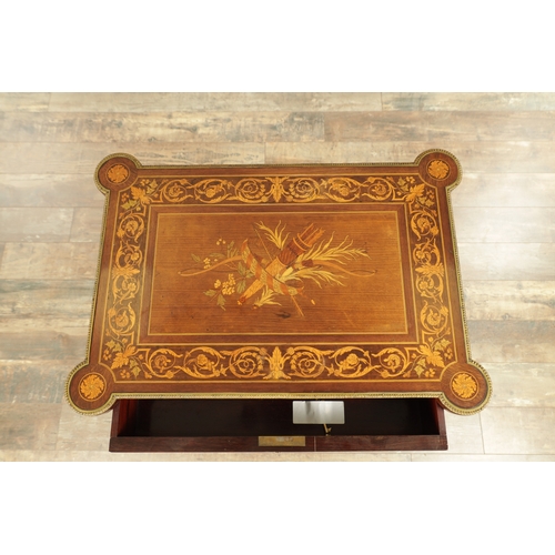 1407 - APHONSE TAHAN (1830-1880). A FINE 19TH CENTURY FRENCH MARQUETRY INLAID KING WOOD SIDE TABLE with orm... 