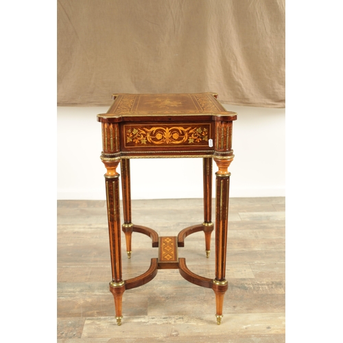 1407 - APHONSE TAHAN (1830-1880). A FINE 19TH CENTURY FRENCH MARQUETRY INLAID KING WOOD SIDE TABLE with orm... 