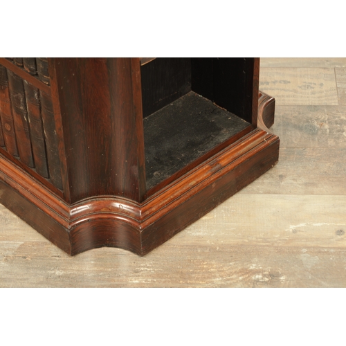 1419 - A REGENCY FIGURED ROSEWOOD LIBRARY FREE STANDING OPEN BOOKCASE with faux leather books and adjustabl... 