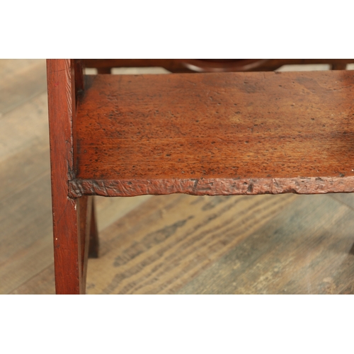 1420 - AN ARTS AND CRAFTS WALNUT METAMORPHIC LIBRARY CHAIR / STEPS with roundel shaped back above a hinged ... 