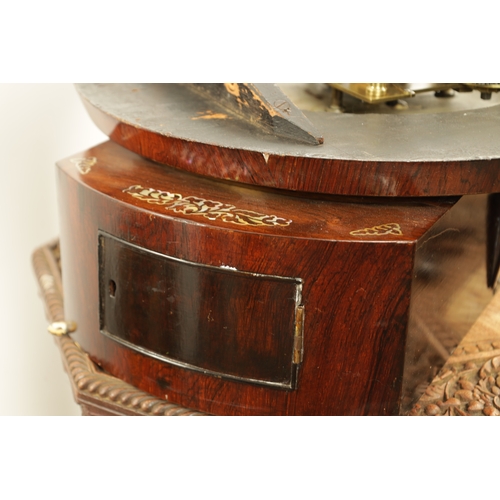 965 - FRENCH, ROYAL EXCHANGE, LONDON. A 19TH CENTURY ROSEWOOD FUSEE WALL CLOCK, the case inlaid with mothe... 