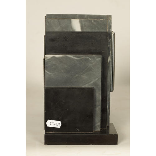 967 - J.L. REUTTER. A RARE EARLY FRENCH MARBLE ATMOS CLOCK, CIRCA 1930 the square grey and black veined ma... 