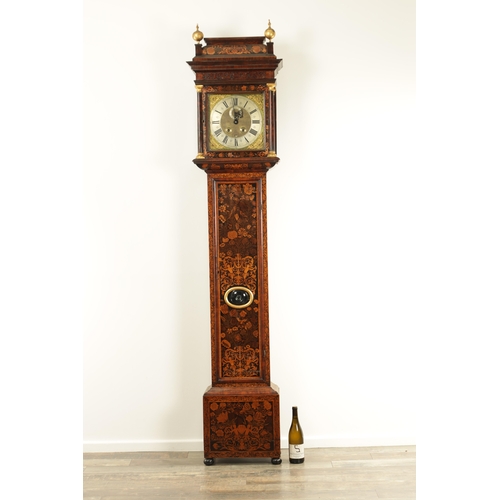 968 - JOHN MONCRIEF, LONDON. A LATE 17TH CENTURY MONTH DURATION WALNUT MARQUETRY LONGCASE CLOCK, having a ... 