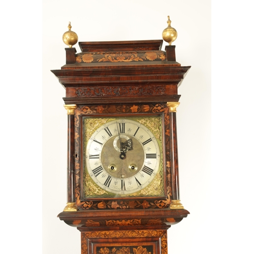 968 - JOHN MONCRIEF, LONDON. A LATE 17TH CENTURY MONTH DURATION WALNUT MARQUETRY LONGCASE CLOCK, having a ... 