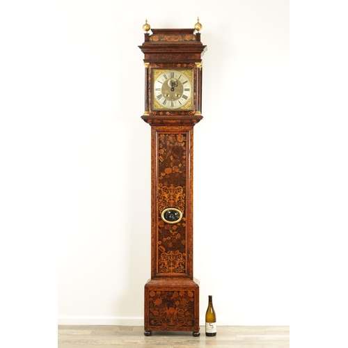 968 - JOHN MONCRIEF, LONDON. A LATE 17TH CENTURY MONTH DURATION WALNUT MARQUETRY LONGCASE CLOCK, having a ... 