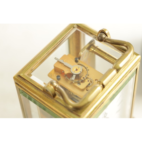 973 - A LATE 19TH CENTURY FRENCH ONE-PIECE TIMEPIECE CARRIAGE CLOCK with a one-piece plain brass case with... 