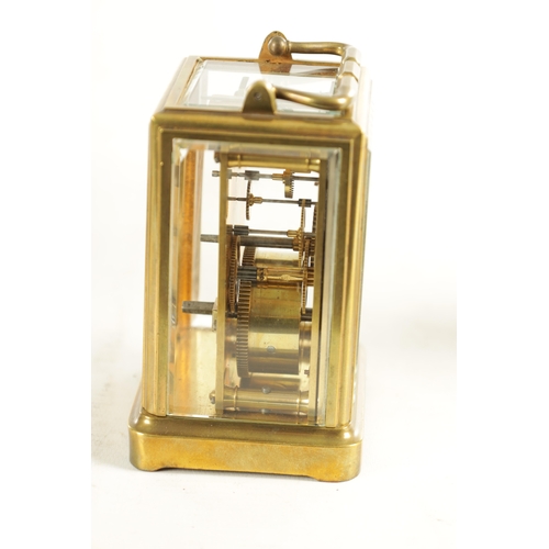 973 - A LATE 19TH CENTURY FRENCH ONE-PIECE TIMEPIECE CARRIAGE CLOCK with a one-piece plain brass case with... 