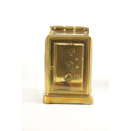 973 - A LATE 19TH CENTURY FRENCH ONE-PIECE TIMEPIECE CARRIAGE CLOCK with a one-piece plain brass case with... 