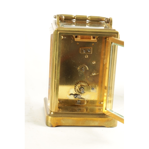 973 - A LATE 19TH CENTURY FRENCH ONE-PIECE TIMEPIECE CARRIAGE CLOCK with a one-piece plain brass case with... 