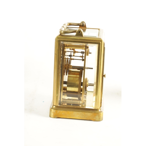 973 - A LATE 19TH CENTURY FRENCH ONE-PIECE TIMEPIECE CARRIAGE CLOCK with a one-piece plain brass case with... 