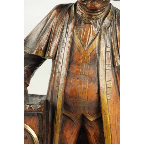 974 - A LATE 19TH CENTURY CARVED BLACK FOREST FIGURAL CLOCK FROM THE OLIVER TWIST NOVEL, modelled as Mr Bu... 