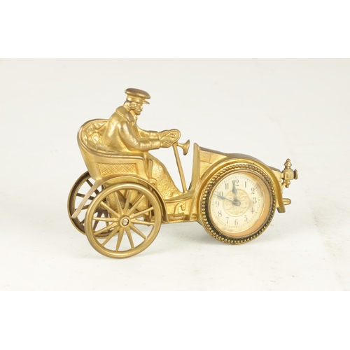 977 - A LATE 19TH CENTURY ENGLISH NOVELTY DESK CLOCK formed as a gilt well-dressed gentleman stood next to... 