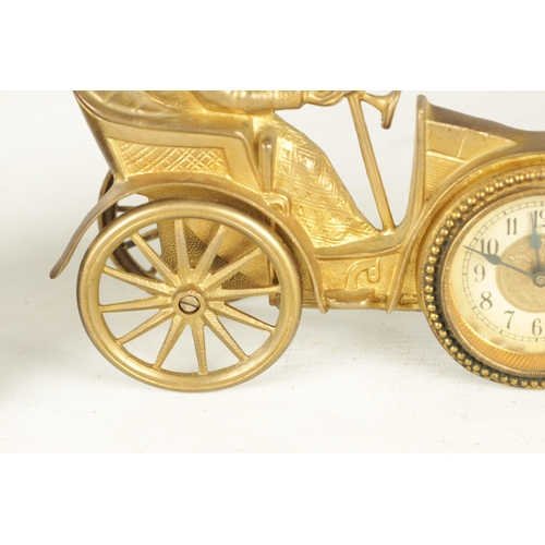 977 - A LATE 19TH CENTURY ENGLISH NOVELTY DESK CLOCK formed as a gilt well-dressed gentleman stood next to... 