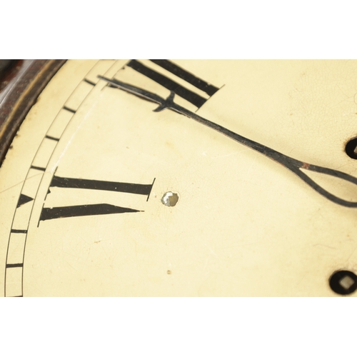 978 - AN UNUSUAL 19TH CENTURY DOUBLE FUSEE WALL CLOCK, the carved oak case with hinged bottom door and cas... 