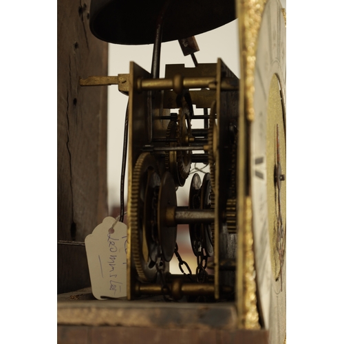 982 - ROGERS, LEOMINSTER. AN EARLY 18TH CENTURY 30-HOUR LONGCASE CLOCK, the slender oak case with moulded ... 