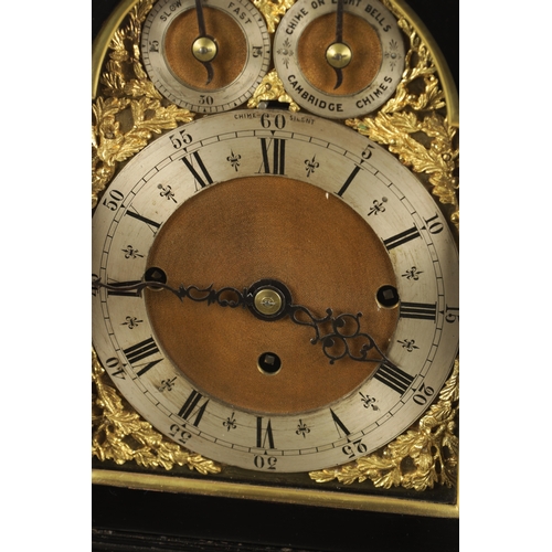 986 - A LATE 19TH CENTURY ENGLISH ORMOLU MOUNTED QUARTER CHIMING BRACKET CLOCK the bell top style case of ... 