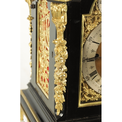 986 - A LATE 19TH CENTURY ENGLISH ORMOLU MOUNTED QUARTER CHIMING BRACKET CLOCK the bell top style case of ... 