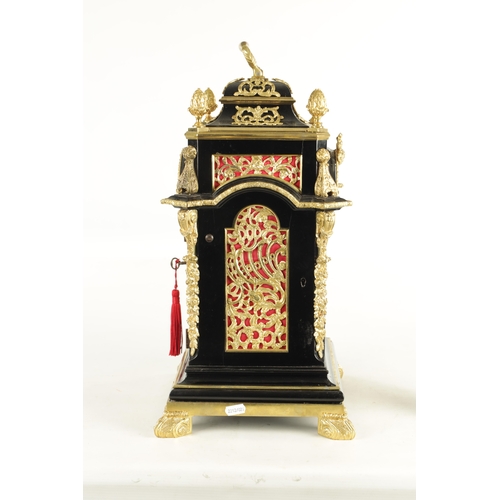 986 - A LATE 19TH CENTURY ENGLISH ORMOLU MOUNTED QUARTER CHIMING BRACKET CLOCK the bell top style case of ... 