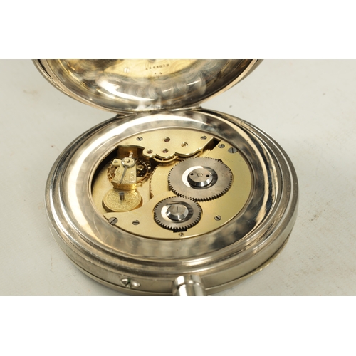 988 - A 20TH CENTURY GOLIATH SIZED NICKEL CASED POCKET WATCH enclosing an enamel dial with Arabic numerals... 