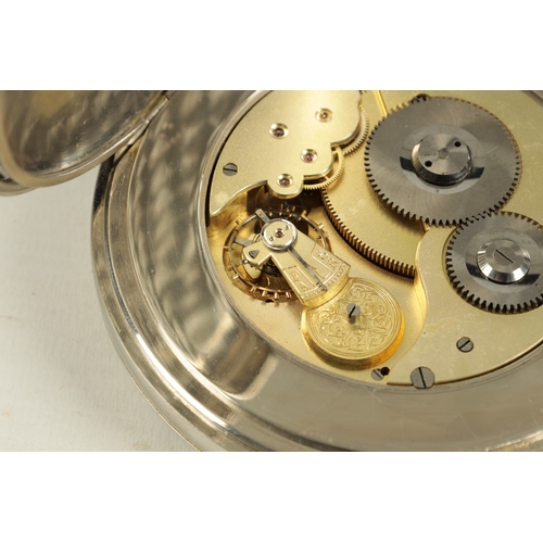 988 - A 20TH CENTURY GOLIATH SIZED NICKEL CASED POCKET WATCH enclosing an enamel dial with Arabic numerals... 