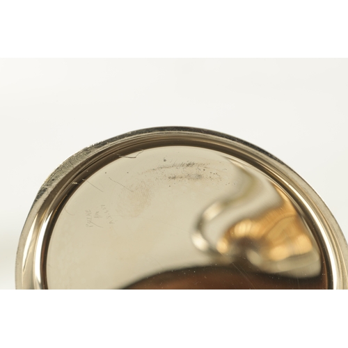 988 - A 20TH CENTURY GOLIATH SIZED NICKEL CASED POCKET WATCH enclosing an enamel dial with Arabic numerals... 