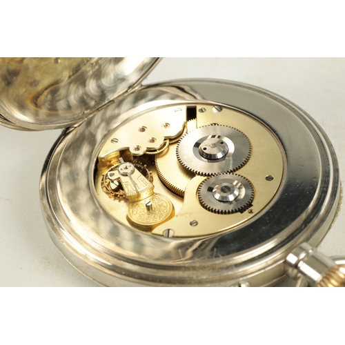 988 - A 20TH CENTURY GOLIATH SIZED NICKEL CASED POCKET WATCH enclosing an enamel dial with Arabic numerals... 