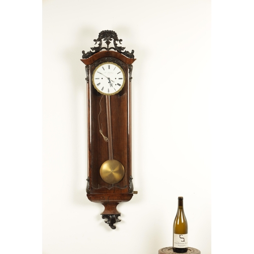 990 - A 19TH CENTURY FOUR TRAIN GRAND SONNERIE BIEDERMEIER REGULATOR WALL CLOCK WITH ALARM, the glazed ros... 