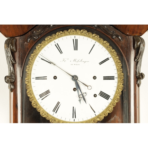 990 - A 19TH CENTURY FOUR TRAIN GRAND SONNERIE BIEDERMEIER REGULATOR WALL CLOCK WITH ALARM, the glazed ros... 