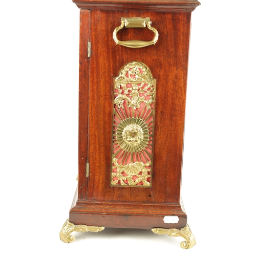 991 - JOHN GILBERTSON, RIPPON (RIPON). A GEORGE III FIGURED MAHOGANY QUARTER CHIMING VERGE BRACKET CLOCK, ... 