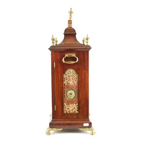 991 - JOHN GILBERTSON, RIPPON (RIPON). A GEORGE III FIGURED MAHOGANY QUARTER CHIMING VERGE BRACKET CLOCK, ... 