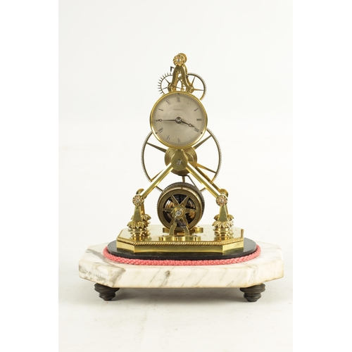 992 - WHITEHURST, DERBY A RARE EARLY 19TH CENTURY ENGLISH SKELETON CLOCK the inverted Y-shaped frame raise... 