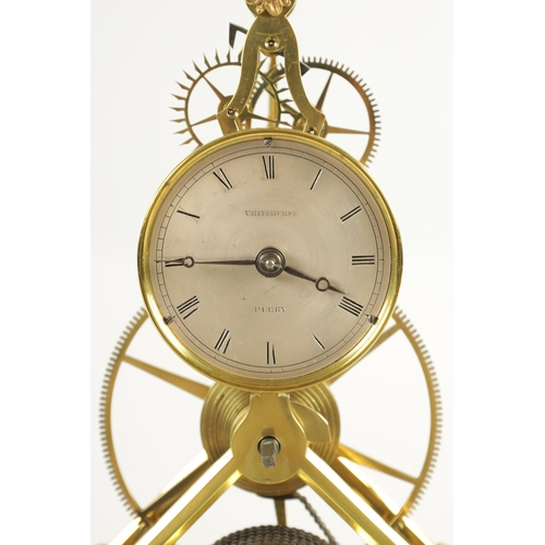 992 - WHITEHURST, DERBY A RARE EARLY 19TH CENTURY ENGLISH SKELETON CLOCK the inverted Y-shaped frame raise... 