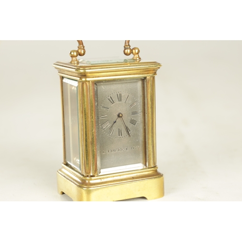 993 - A LATE 19TH CENTURY FRENCH BRASS MINIATURE CARRIAGE CLOCK the Corniche case enclosing an inscribed s... 