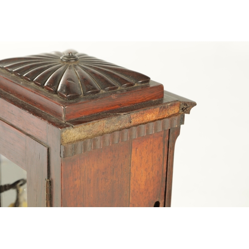 994 - A SMALL WILLIAM IV ROSEWOOD FUSEE MANTEL CLOCK the case with gadrooned top and brass canted corners ... 