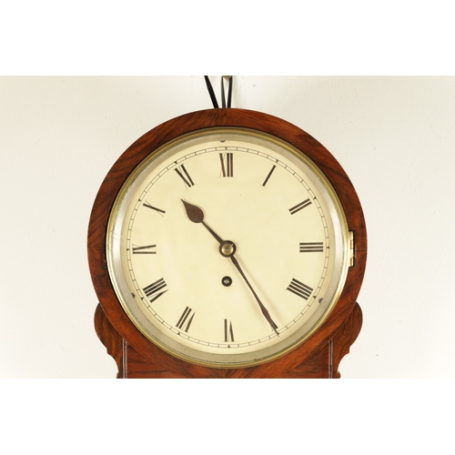 995 - A MID 19TH CENTURY WALNUT 8” DIAL FUSEE WALL CLOCK, having an arched base and cast brass bezel enclo... 