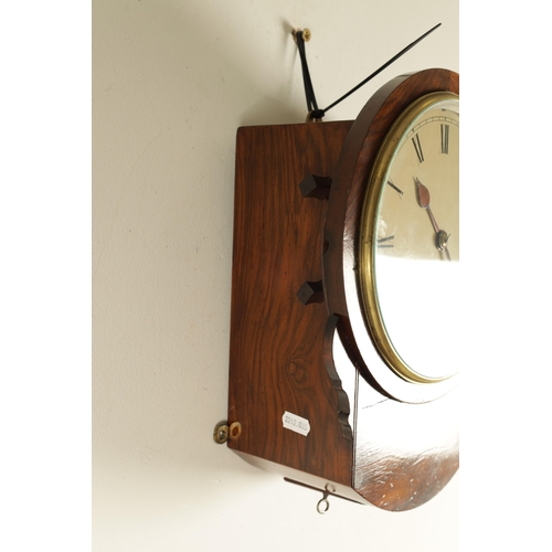 995 - A MID 19TH CENTURY WALNUT 8” DIAL FUSEE WALL CLOCK, having an arched base and cast brass bezel enclo... 