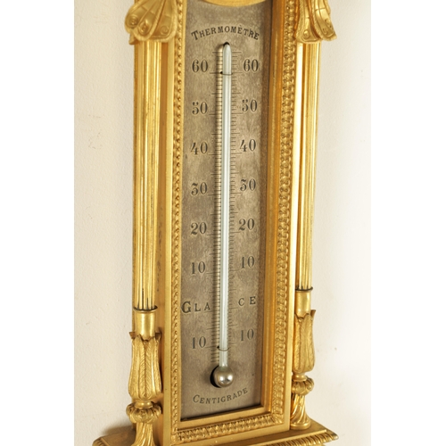 997 - A FINE MATCHED PAIR OF 19TH CENTURY FRENCH GILT BRONZE AND WEDGWOOD PANELLED HANGING WHEEL BAROMETER... 