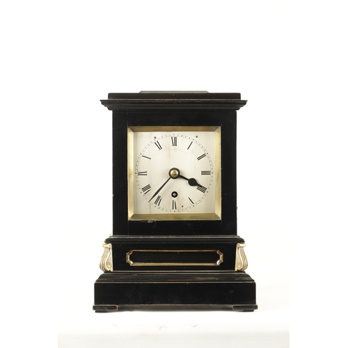 998 - A MID 19TH CENTURY EBONISED AND ORMOLU-MOUNTED FUSEE LIBRARY CLOCK, the glazed case with brass mould... 